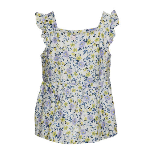VERO MODA GIRL gebloemde top VMIRIS LEA wit lila geel Meisjes Viscose Vierkante hals 134