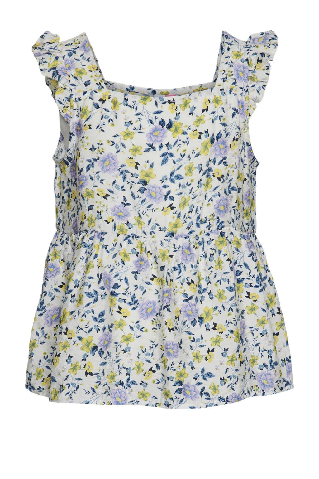 Wit, lila en gele meisjes VERO MODA GIRL gebloemde top van viscose met ruches