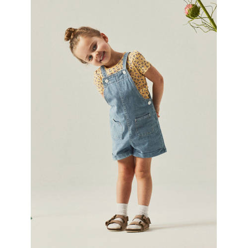 name it MINI gebloemd T-shirt NMFJAIDA geel lila Meisjes Katoen Ronde hals 86