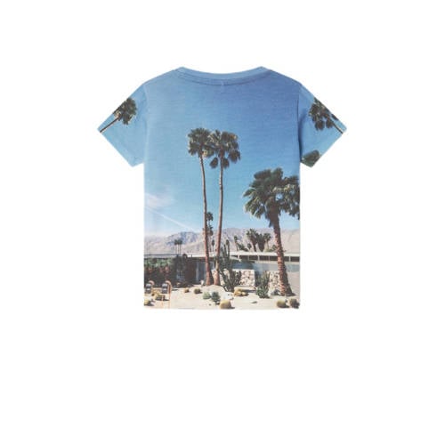 name it MINI T-shirt NMMJOKE met printopdruk blauw multicolor Jongens Polyester Ronde hals 104