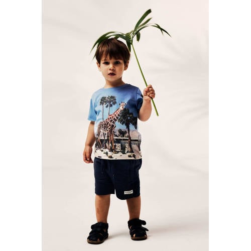 name it MINI T-shirt NMMJOKE met printopdruk blauw multicolor Jongens Polyester Ronde hals 104