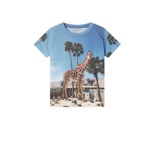 NAME IT MINI T-shirt NMMJOKE met printopdruk blauw/multicolor Jongens Polyester Ronde hals - 104