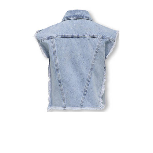 Only KIDS GIRL gilet KOGCOBAIN light blue denim Blauw Effen 158