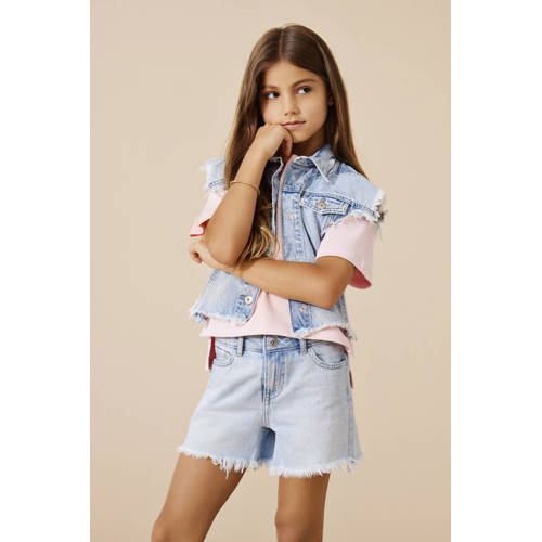 Only KIDS GIRL gilet KOGCOBAIN light blue denim Blauw Effen 158