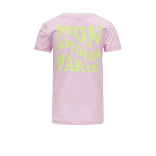 Only KIDS GIRL T-shirt KOGTRULY met backprint zachtroze Meisjes Katoen Ronde hals 122 128