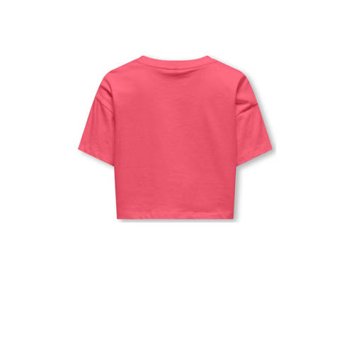 Only KIDS GIRL T-shirt KOGVILLA koraalroze Meisjes Katoen Ronde hals Effen 122 128