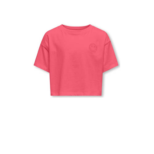 KIDS ONLY GIRL T-shirt KOGVILLA koraalroze Meisjes Katoen Ronde hals Effen - 134/140