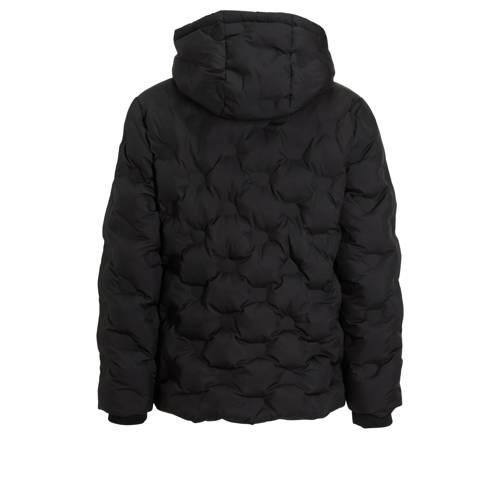 Coolcat Puffer Winterjas Jennifer met 3D Hartjes Zwart Meisjes Polyamide Capuchon