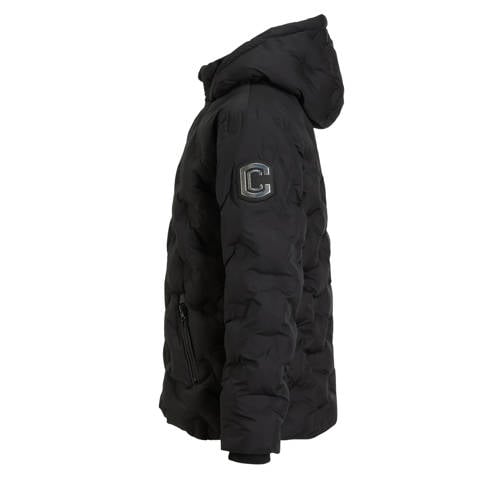 Coolcat Puffer Winterjas Jennifer met 3D Hartjes Zwart Meisjes Polyamide Capuchon