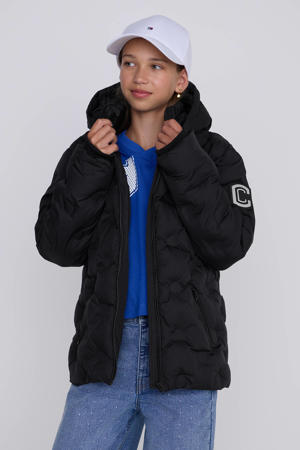 Puffer Winterjas Jennifer met 3D Hartjes Zwart