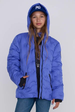 Puffer Winterjas Jennifer met 3D Hartjes Paars