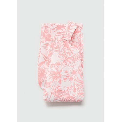Mango Kids jumpsuit met all over print lichtroze wit Meisjes Katoenlinnen Vierkante hals 86