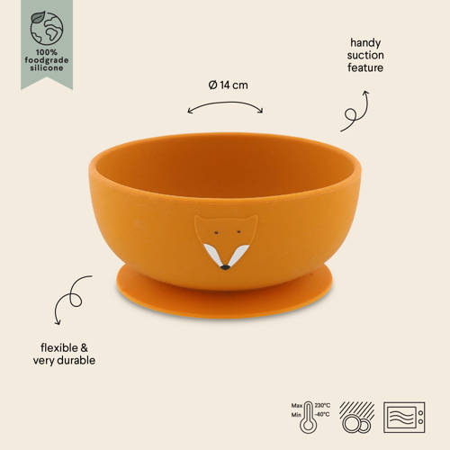 TRIXIE kom Mr. Fox bruin Bord | Bord van | Baby > Voeding > Kinderservies