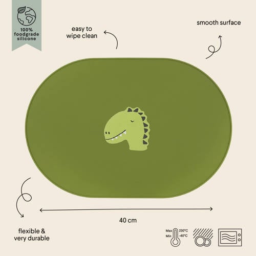 TRIXIE placemat Mr. Dino groen | Placemat van