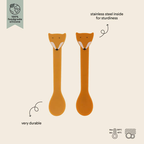 TRIXIE kinder lepel Mr. Fox set van 2 oranje Bestek