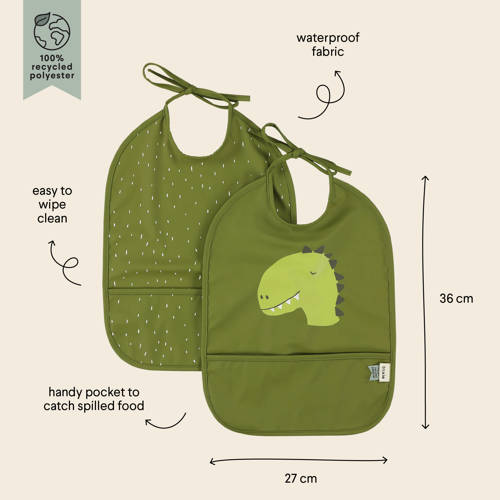 TRIXIE slab Mr. Dino sset van 2 groen Printopdruk