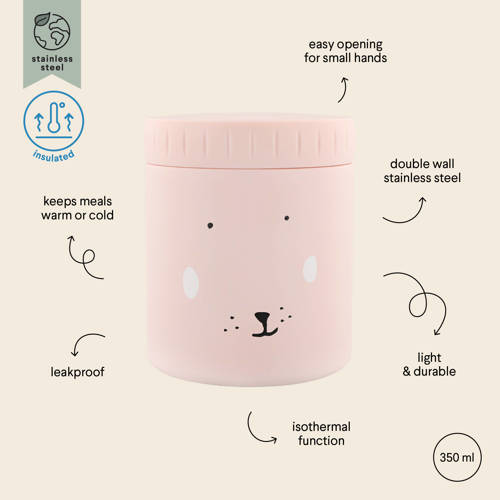 TRIXIE voedselpot Mrs. Rabbit roze Lunchpot | Lunchpot van