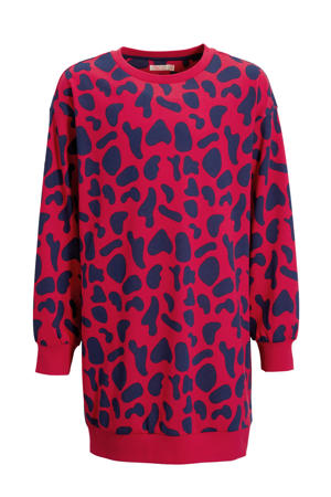 sweaterjurk Rome met alloverprint roze