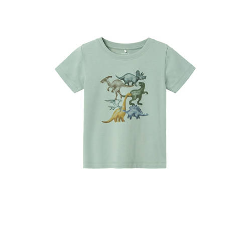NAME IT MINI T-shirt NMMFAUST met paisleyprint zachtgroen Jongens Katoen Ronde hals - 110