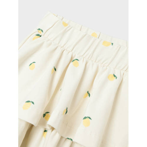 name it MINI rok NMFDIA met all over print ecru geel groen Meisjes Katoen 86