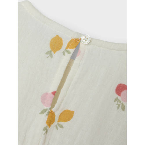 name it BABY tuniek NBFHENNIA met all over print en ruches ecru multicolor Jurk Meisjes Katoen Ronde hals 56