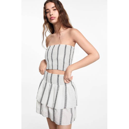 Mango Kids gestreepte rok wit zwart Meisjes Katoen Streep 164(S)