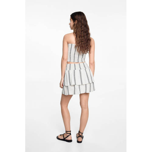 Mango Kids gestreepte rok wit zwart Meisjes Katoen Streep 164(S)