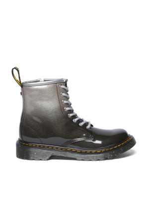 1460 Glitter J Kleuter/Tiener lak veterboots zwart/zilver