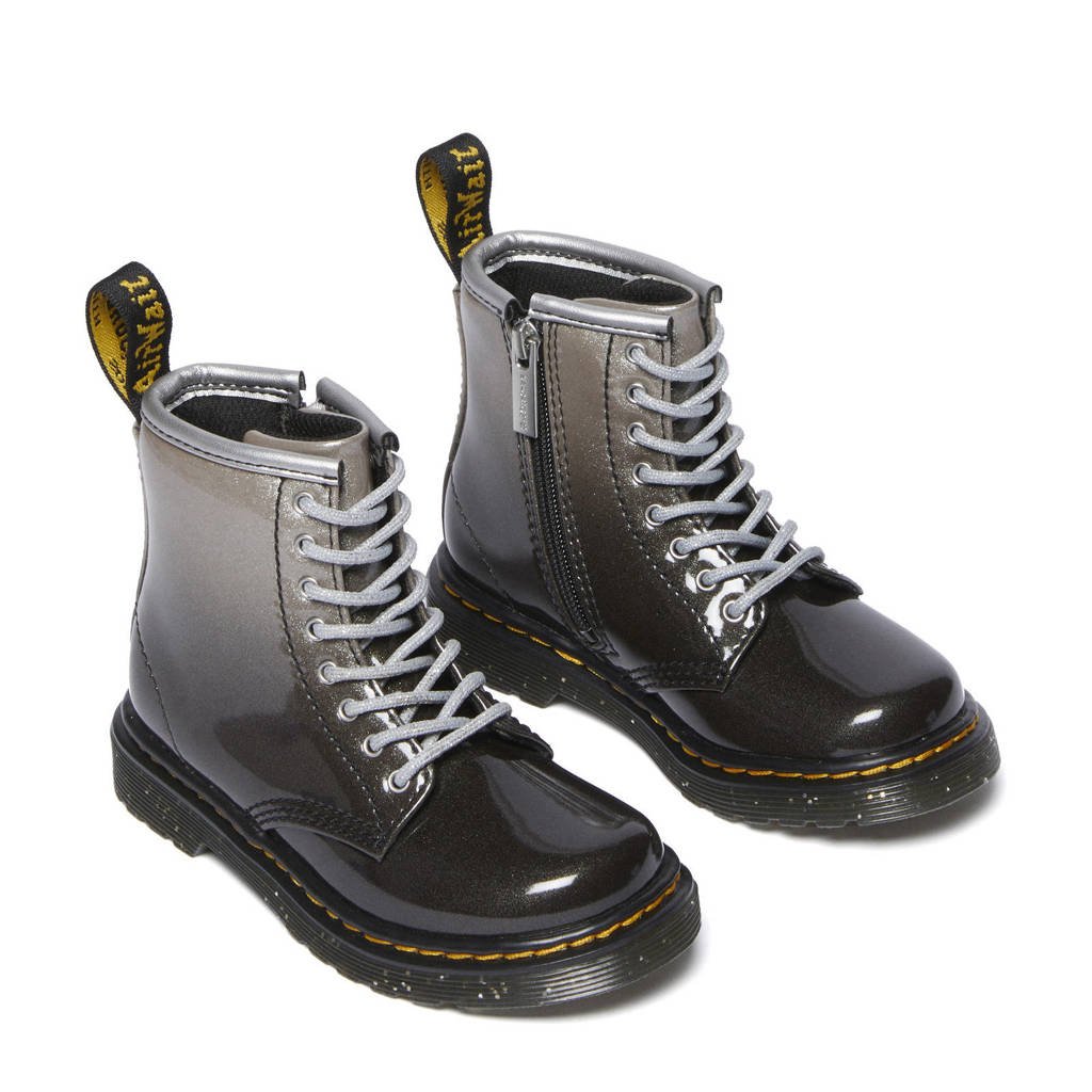 Martens 1460 Glitter T Peuter lak veterboots zwart/zilver