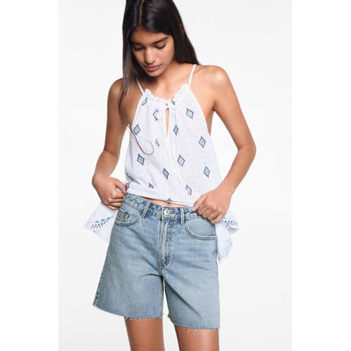 Mango Kids denim short light blue denim Korte broek Blauw Effen 172(L)