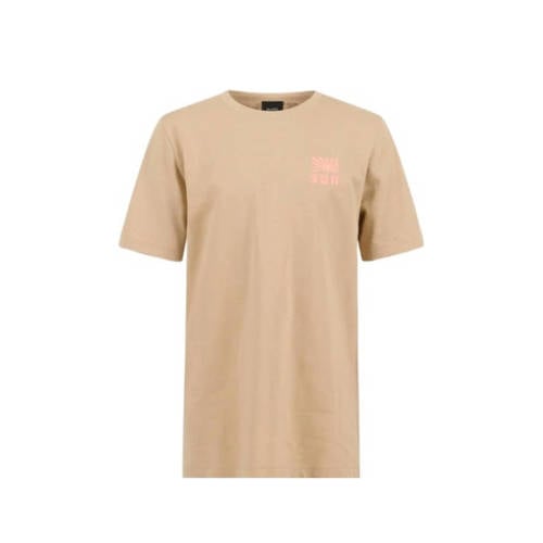 Shoeby T-shirt met backprint beige Jongens Katoen Ronde hals Backprint