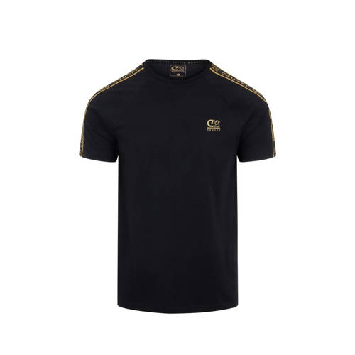 Cruyff T-shirt Xicota zwart/goud Jongens/Meisjes Katoen Ronde hals Logo
