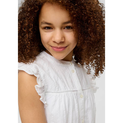s.Oliver blouse wit Meisjes Stretchkatoen Ronde hals Effen 134 140