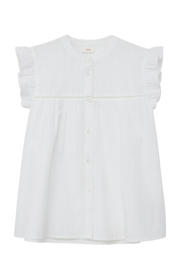 thumbnail: Witte meisjes s.Oliver blouse van stretchkatoen met effen, ronde hals en knoopsluiting