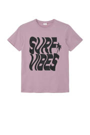 thumbnail: Lilakleurige jongens s.Oliver T-shirt van katoen met tekst print, korte mouwen en ronde hals