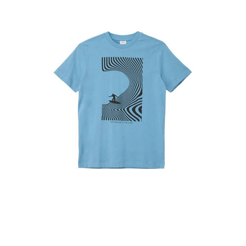 s.Oliver T-shirt met printopdruk blauw Jongens Katoen Ronde hals Printopdruk