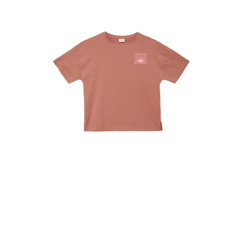 s.Oliver T-shirt met backprint oudroze Meisjes Katoen Ronde hals Backprint - 140