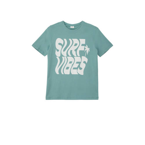 s.Oliver T-shirt met tekst blauw Jongens Katoen Ronde hals Tekst