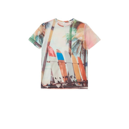 s.Oliver T-shirt met all over print ecru/multicolor Jongens Polyester Ronde hals