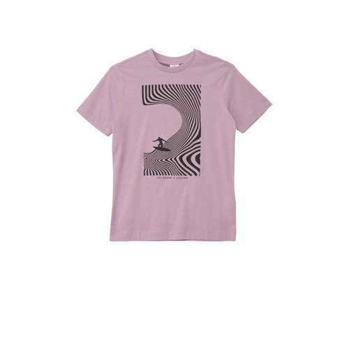 s.Oliver T-shirt met printopdruk lila Paars Jongens Katoen Ronde hals Printopdruk