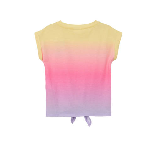 s.Oliver dip-dye T-shirt roze geel lila Multi Meisjes Polyester Ronde hals 104 110