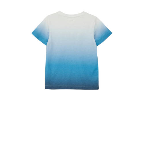 s.Oliver T-shirt met tekst blauw wit Jongens Polyester Ronde hals Tekst 104 110