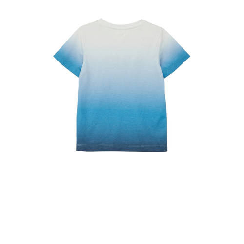 S.Oliver T-shirt met tekst blauw wit Jongens Polyester Ronde hals Tekst 104 110