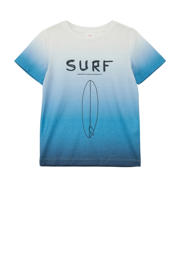 thumbnail: Blauwe jongens s.Oliver T-shirt van polyester met tekst print, korte mouwen en ronde hals