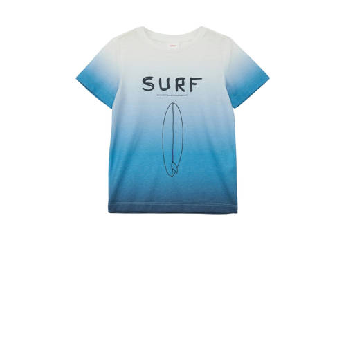 s.Oliver T-shirt met tekst blauw/wit Jongens Polyester Ronde hals Tekst