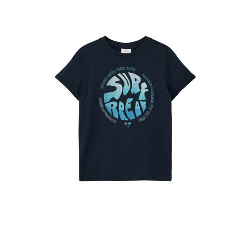s.Oliver T-shirt met printopdruk donkerblauw Jongens Katoen Ronde hals