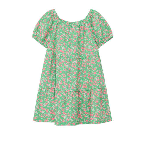 s.Oliver gebloemde jurk groen/roze Meisjes Polyester Boothals Bloemen - 104