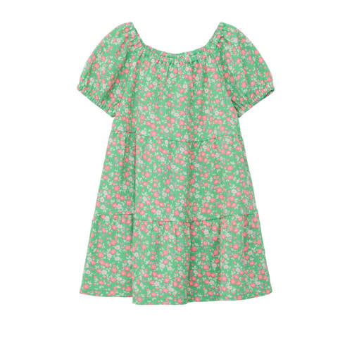 s.Oliver gebloemde jurk groen/multicolor Dames Polyester Boothals Bloemen