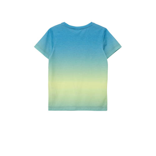 s.Oliver T-shirt met tekst blauw geel Jongens Polyester Ronde hals Tekst 92 98