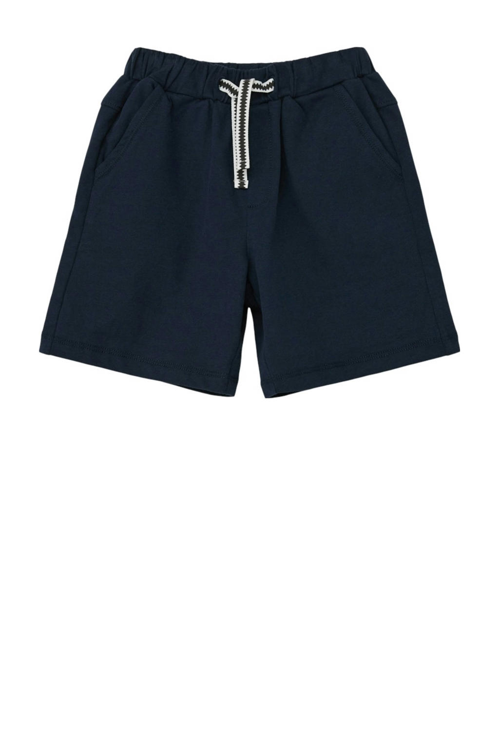 Blauwe jongens s.Oliver sweatshort met elastische tailleband met koord en effen